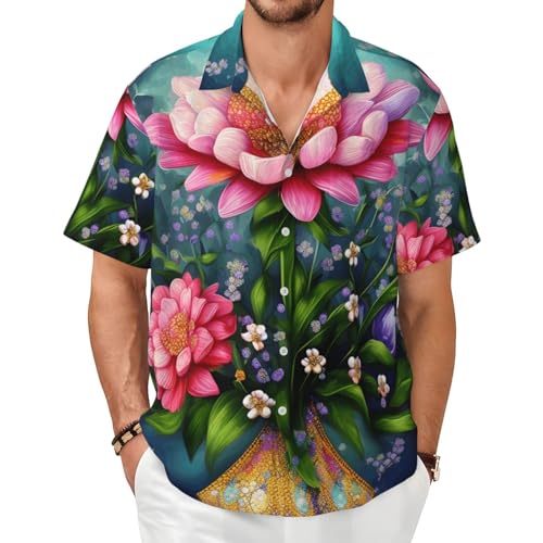 Chemise confortable homme pour l'été motif floral peinture diamant douce