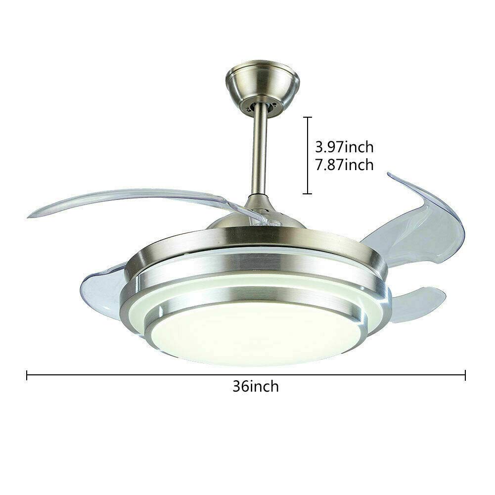 Ventilatore da soffitto moderno con illuminazione, luce a LED, telecomando retrattile con 3 ali retrattile, telecomando regolabile