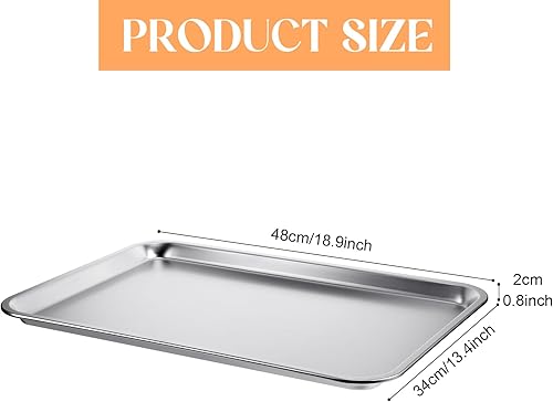 Miniatura 2 de Nosiny Juego de 4 bandejas para hornear con alfombrilla de silicona, 6 alfombrillas reutilizables, de acero inoxidable, bandeja para hornear con