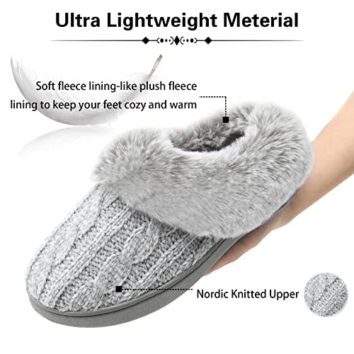 LORDFON Womens Winter House Slippers Memory Foam，Warm Closed Back Indoor Slippers For Women With Soft Faux Fur Plush Collar,Cozy Ladies Slip-on bedroom Home Slippers Non-Slip3