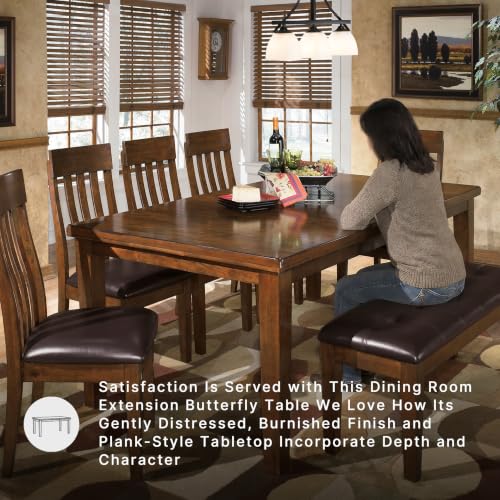 Image of Signature Design by Ashley Ralene Extendable Dining Table, With Butterfly Leaf Seats 6-8, Wood Dining Room Table for Family Meals, Burnished Brown 42 x 60-78 Inch