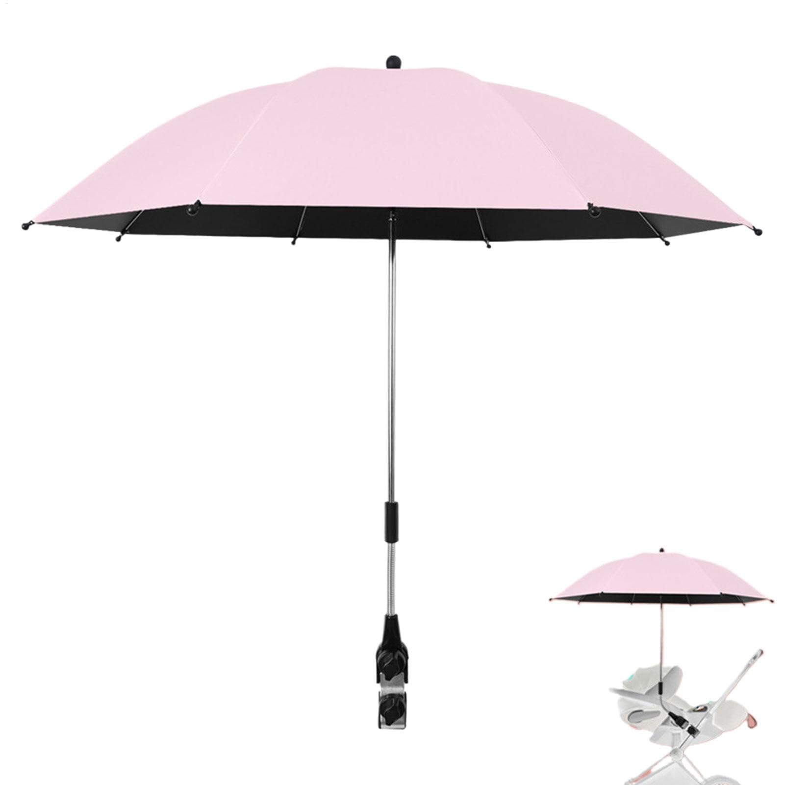 Umbrella For Stroller, Portable Umbrellas For Rain, Foldable Child Cradle Parasol With Clamp Travel Supplies, Pushchair Attachment For Outdoor Activities