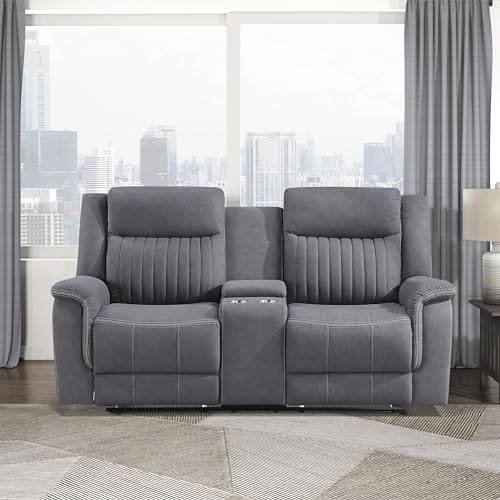 Lexicon Manual Reclining Loveseat with Storage and Cup Holders