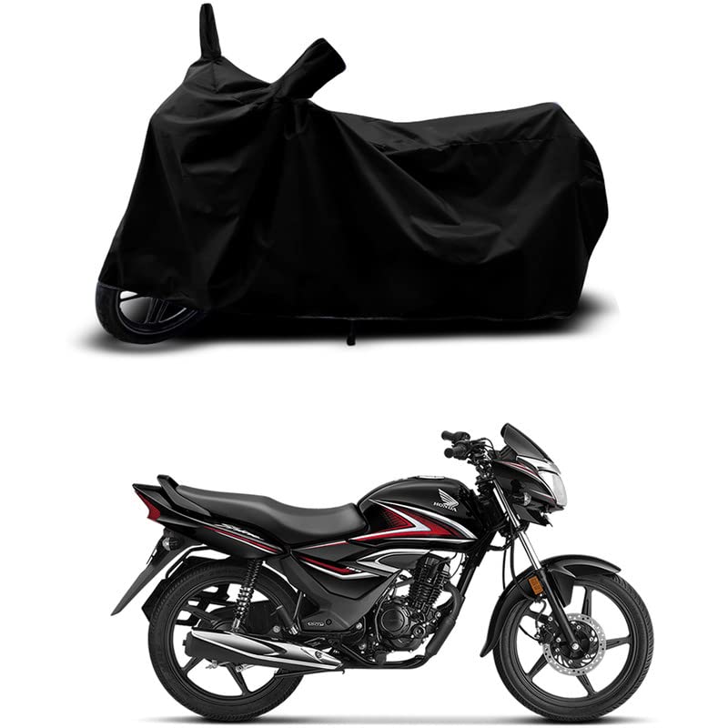 Image of 100% Scratchproof /UV-Rays /Heat Protection /Birds Dropping /Water Resistant /Dust Proof /Waterproof /Full Bike Scooty Two Wheeler Body Cover Compatible for Honda Shine BS6 All Varients[Black]