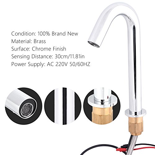 Grifos de Lavabo, Grifo de Sensor Automático de Manos Libres, Llave de Infrarrojos Automático de Latón Grifo Baño con Manguera, de Ahorro de Agua para Lavabo de Baño Fregadero de Cocina