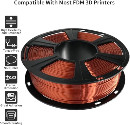 Image of GIANTARM 3D Printer Filament, 2kg Silk Copper Pla Filament,1.75mm Dimension Accuracy + /- 0.02mm,for Most 3D FDM Printer
