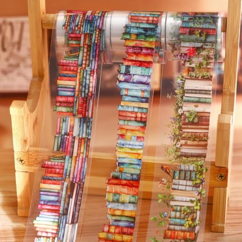 Image of 6 Rolls PET Washi Tape Set,Reading Themed Scrapbook Tape Stickers for Journaling,Junk Journal,Planner,DIY Arts Crafts,Notebook,Photo Frame,Phone Case(Book)