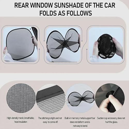 Image of Car Rear Window Sun Shade, UV Rays Protection Mesh Cover with Suction Cups, 39 inchx19 inch Sun Blocker for Baby, Kids, Pets, Heat Shield for Rear Facing Seats