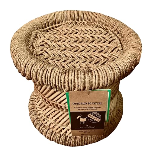 About Home Repose-pieds en bambou fabriqué à la main : pouf en rotin et canne – élégant et durable pour la décoration de votre salon. Parfait pour les...