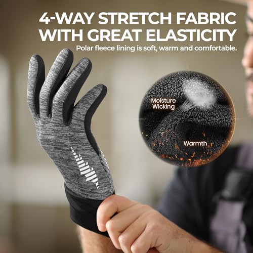 Image of rivmount Lightweight Winter Running Gloves, Touch Screen & Anti-Slip Warm Thermal Glove Liners, Cool Weather Driving Cycling Hiking Biking Walking Sporting for Women Men