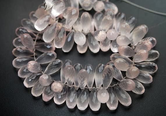 Quartz rose naturel briolettes 6x14mm perles gouttes facettées pour bijoux artisanaux