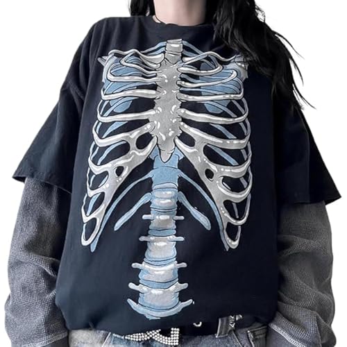 T-shirt Grunge Donne Teen Girl Y2k Estetica Vintage Manica Lunga Baggy Top Emo Gothic Punk Oversize Graphic Tee, nero, M T-shirt Grunge Donne Teen Girl Y2k Estetica Vintage Manica Lunga Baggy Top Emo Gothic Punk Oversize Graphic Tee, nero, M