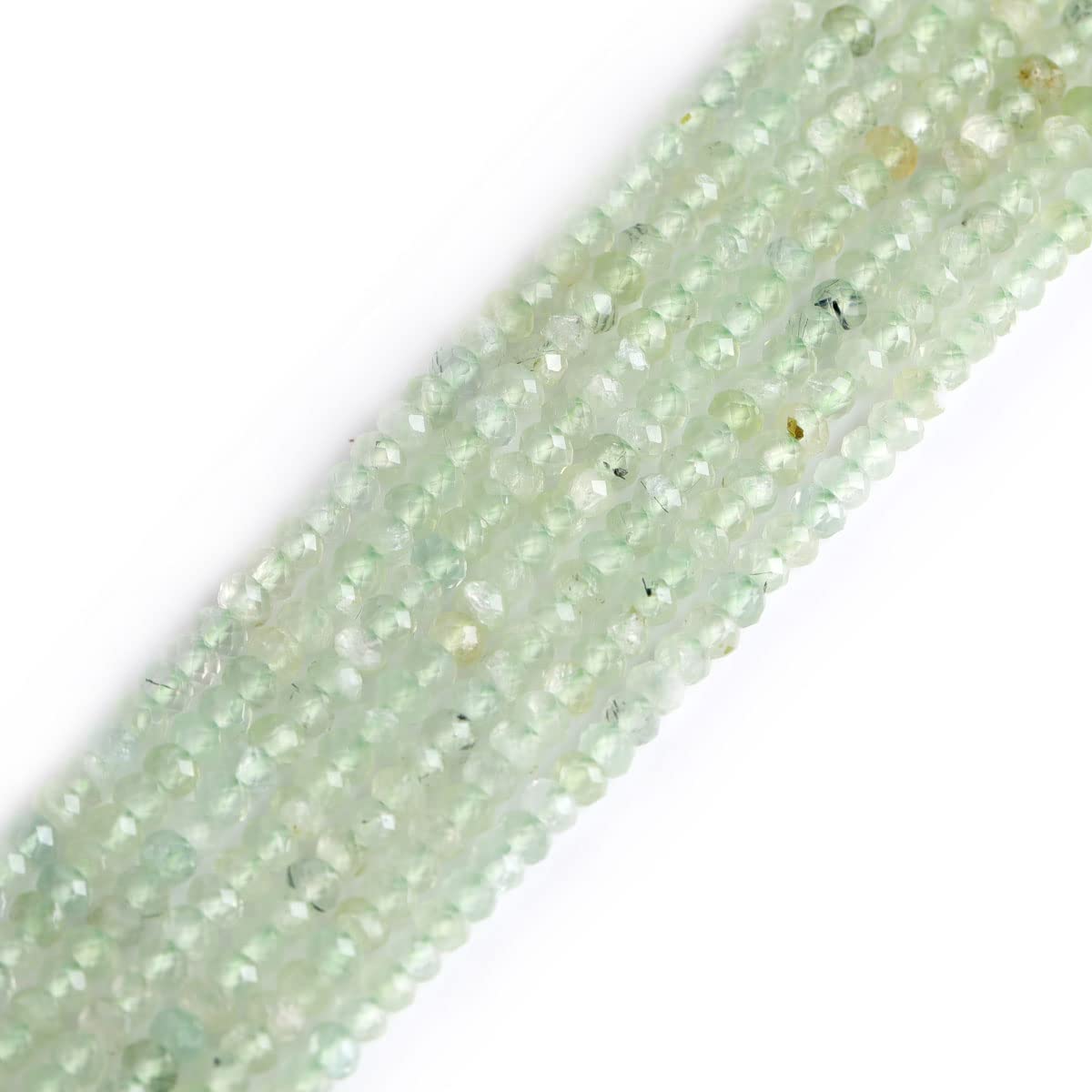 Gem-Inside 2x3mm Rondelle Stone Faceted Prehnite Natural Gemstone Heishi Spacer Beads for Bracelet Necklace Jewellery Making DIY Craft Project Strand 15"