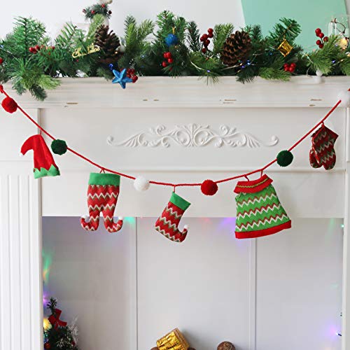 Athoinsu 48'' Elf Christmas String Banner Ornaments for Fireplace Wall Tree Stairs Decorations Xmas Holiday Party Supplies
