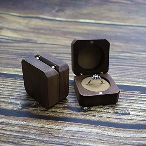 ODOOKON Scatola per Anello in Legno con Cuscino
