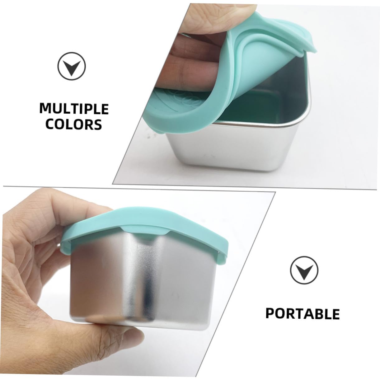 Contenitori in Silicone con per Snack Acciaio Inox Coperchio 4 Pezzi