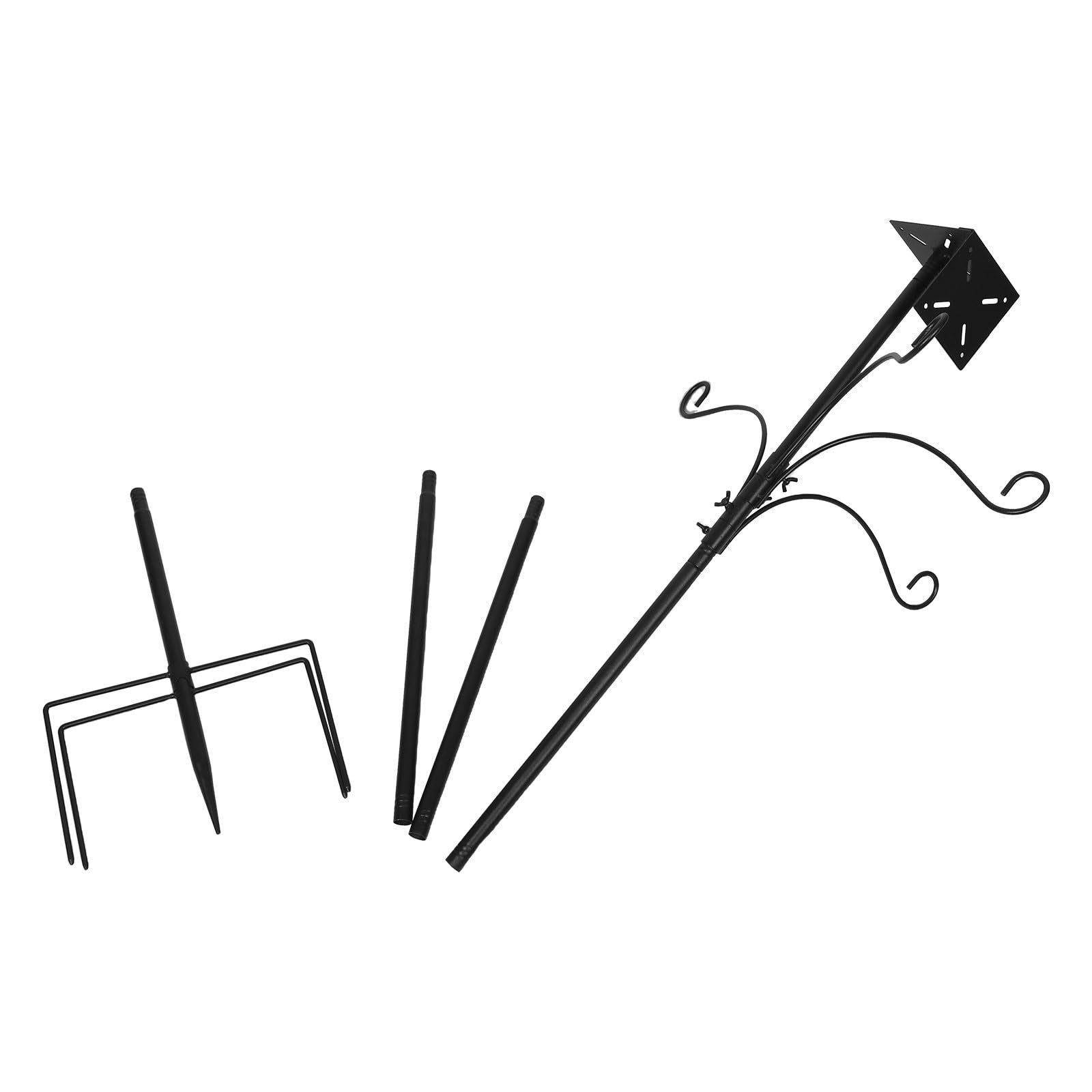 Supporto per Mangiatoia per Uccelli da Giardino 76 Pollici | Metallo Nero, 4 Ganci Shepherd e Base a 5 Punte, per Birdhouse e Wild Bird All'aperto