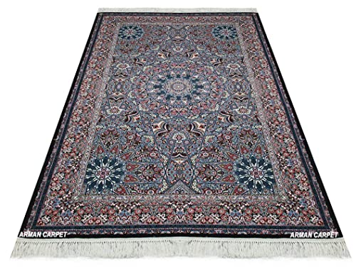 Image of High Density Export Quality Classical Pure Silk Carpet for Your Hall & Living Room 6 X 9 Feet (90x150 cm) Ivory Multi