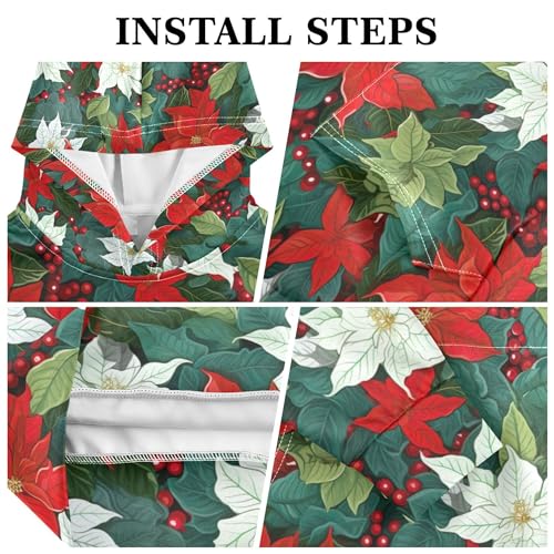 Kids Hoodies Sweaters Christmas Poinsettia Flower Hooded Sweatshirts with Big Pockets for Boys Girls B04000593