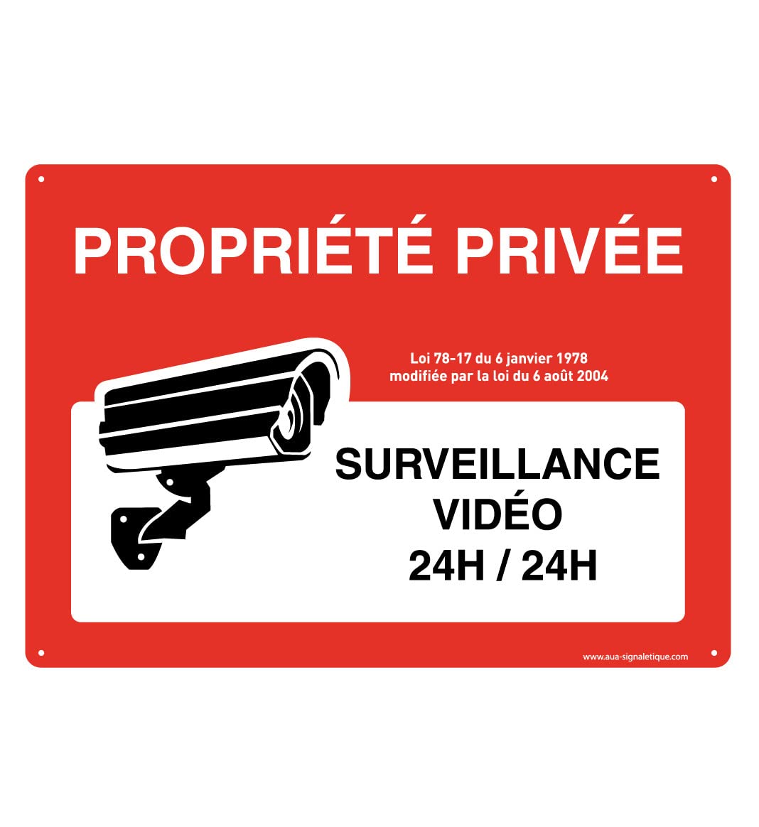 Panneau Propriété Privée Surveillance Vidéo durable en Aluminium Dibond 3mm AUA