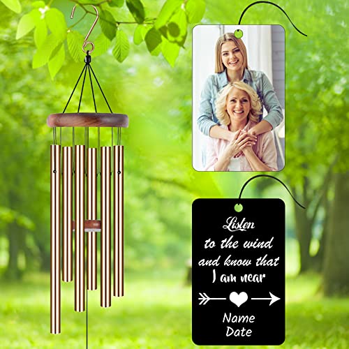 Image of Personalized Custom Wind Chimes Memorial Gift for Loss of Loved One Mother Dad Mom Dog Pets Customized Outdoor Sympathy Wind Chimes with Photo Text