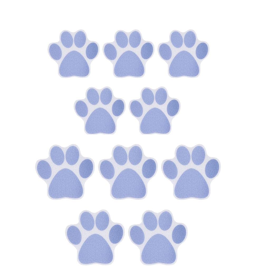 Fenteer 10 Pieces Non Slip Bathtub Stickers Paw Print Bath Treads Non Slip Traction to Tubs Bathtub Stickers Decal Anti Slip Appliques, Purple