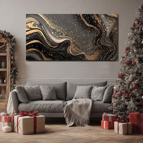 Décoration murale luxe or texture marbre tableau abstrait fluide haut de gamme - 4