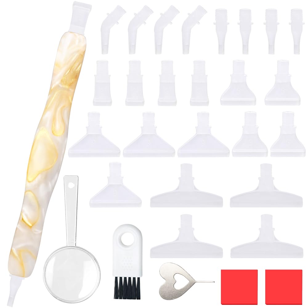 Praise V Do Diamond Painting Art Drill Beading Pen Kit Tool Accessories Stylus Drill Pen with Tips and Clays for Diamond Painting Nail Art Diamond Art WhiteGold