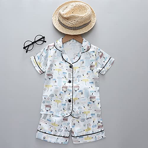 Toddler Girls Boys 𝐏ajama Sets Printed 2 Pieces 𝐏js 𝗦leepwear Kids Short Sleeve Button down Satin Loun𝗴ewear2