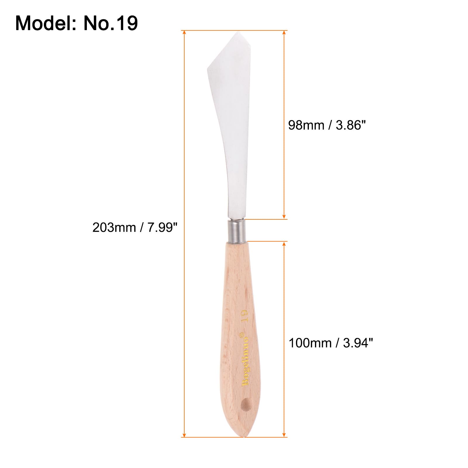 HARFINGTON 2pcs No.19 Painting Palette Knives Stainless Steel Slant Spatula Pallet Knife with Beech Wood Handle for Oil Acrylic Paint Canvas Mixing Spreading