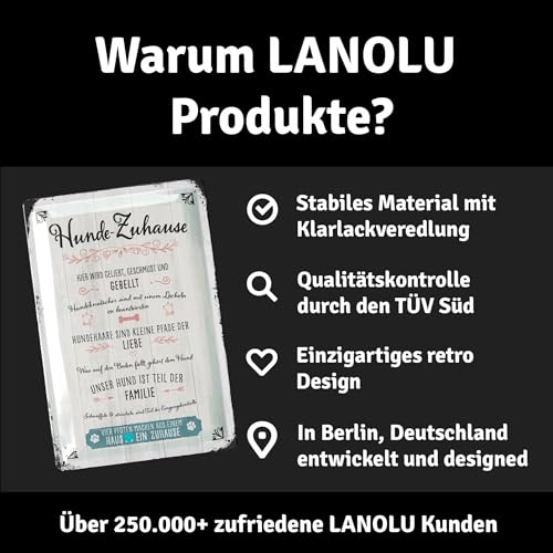 LANOLU Retro Blechschild Hunderegeln, Hundeschilder, Blechschild Hund, Deko Garten Hund, Geschenke für Frauen Hundeliebhaber, Hunde Geschenke für Besitzer, 20x30cm