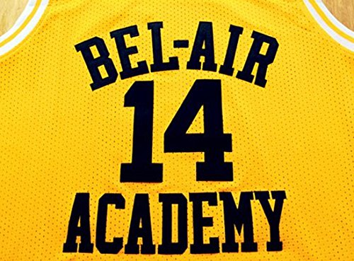 Maillot de basketball jaune Will Smith 14 Fresh Prince retro brodé taille S