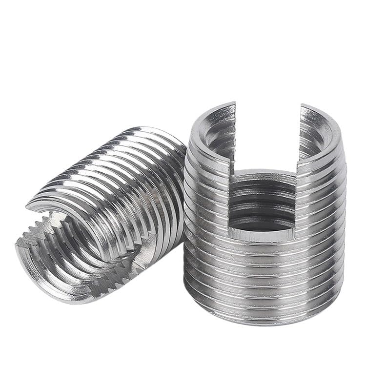 Threaded Inserts?Thread Repair Insert, 2/5/10pcs M2 M2.5 M3 M4 M5 M6 M8 ~M16 Galvanized/Stainless Steel Thread Repair Insert Slotted Self-Tapping Screw Sleeve Nuts(Silver,M8xM12x15mm (5pcs))