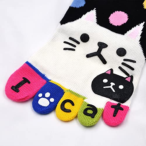Image of CaiDieNu Women's Animal Toe Socks - Cotton Five Finger Colorful Funny Casual Crew Socks for Ladies