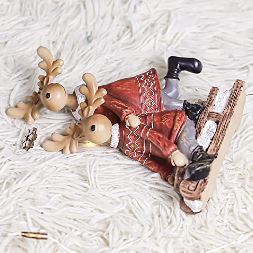 Artlovin Christmas Home Decorations Accessories Village Houses Figures Snowman/Santa Claus Figurines Xmas Decor Ornaments Deer Gifts Led Light (Elk) #TOP4