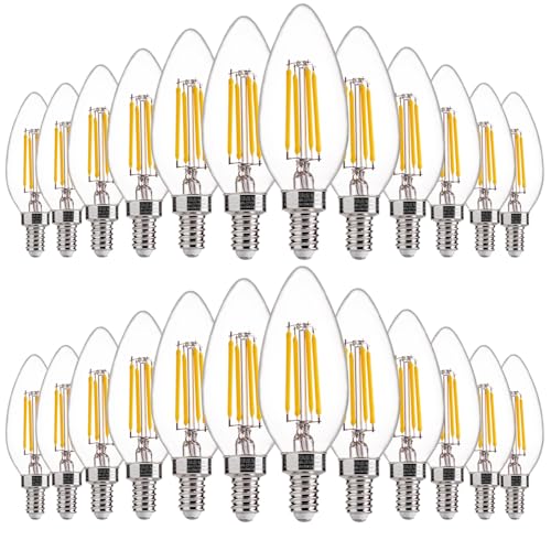 Image of FLSNT 60W Equivalent LED Chandelier Light Bulbs, Dimmable LED B11 E12 Candelabra Base Bulbs, 3500K Natural White, 550LM, 24 Pack UL,CA65 Listed.