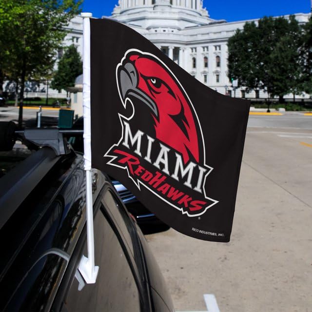 Rico Miami of Ohio RedHawks 14x19 Double Sided Window Mount Car Flag