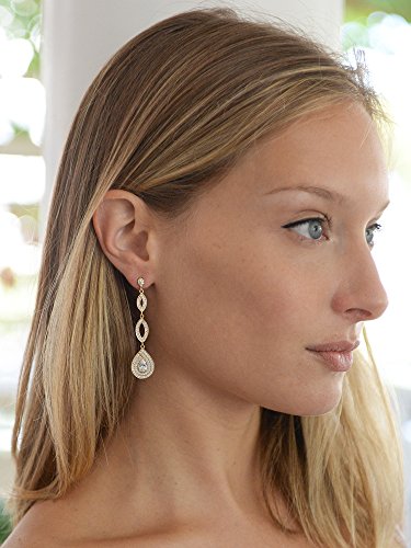 Mariell Gold Wedding Earrings, Cubic Zirconia Dangle Earrings for Bride, Bridesmaids, Gold Bridal Earring2