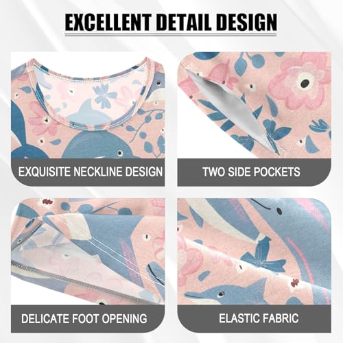 ALAZA Dolphin Leaf Fish Pajamas Short Sleeve 2 Piece Sleepwear Top and Bottom Pajama Set Unisex4