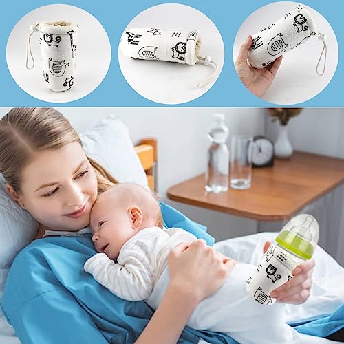 UPIQNG Infant Bottle Cover Thick Lambswool Keep Warm Baby Drinking Sleeve with Lanyard Baby Glass Bottle Insulator Soft Baby Bottle Protector for 300ml Bottle,2Pcs White