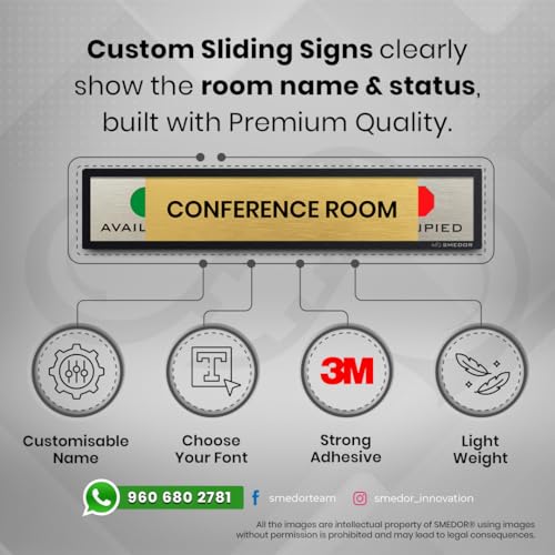 Image of SMEDOR Conference Room Professional Sliding Sign Board Made of Acrylic Material and ABS
