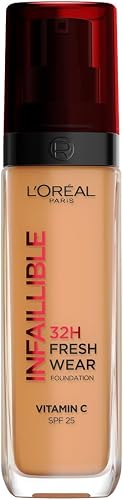 L'Oreal Paris Liquid Foundation, Full Coverage, Longwear, With Vitamin C and SPF 25, Infallible 32H Fresh Wear, 310