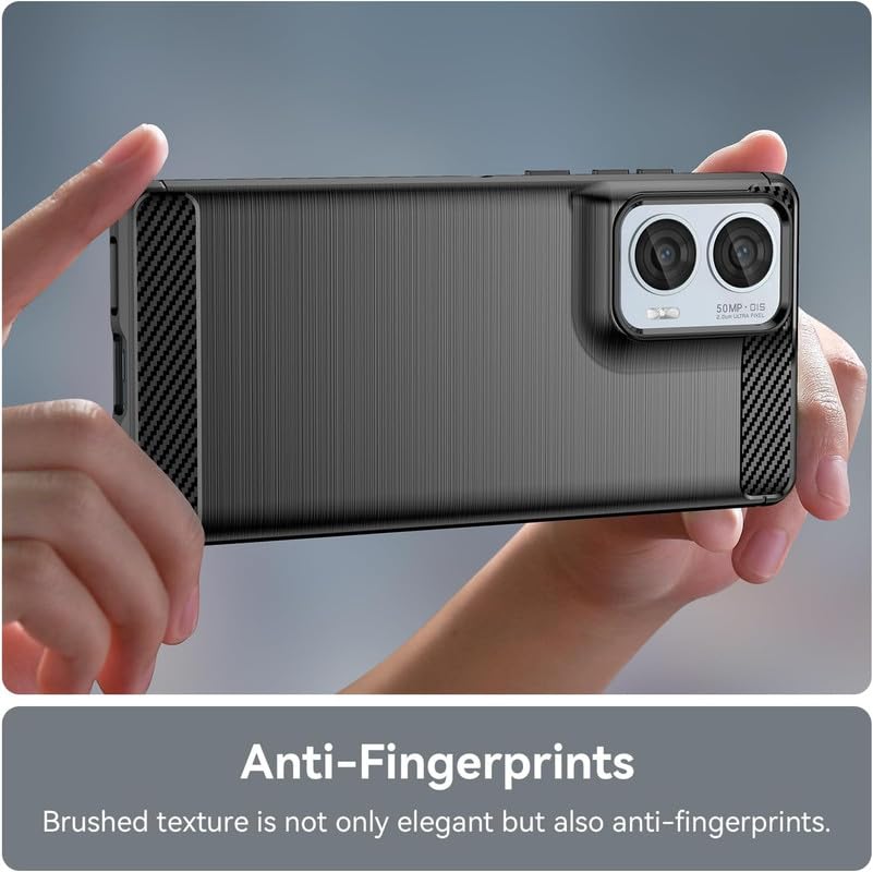 Image of NPRC Hybrid Ultra Slim Protective Case TPU Non-Slip Carbon Fiber Texture Shockproof Case Cover for Moto G04S - Black