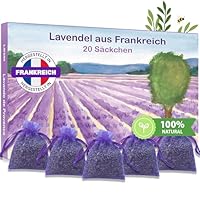 LAVENS® 20x Lavendel Duftsäckchen - Französische Provence Lavendel getrocknet – Mottenschutz für Kleiderschrank – Auto Duft und Raumduft – Schrank Duft – Lavendelsäckchen