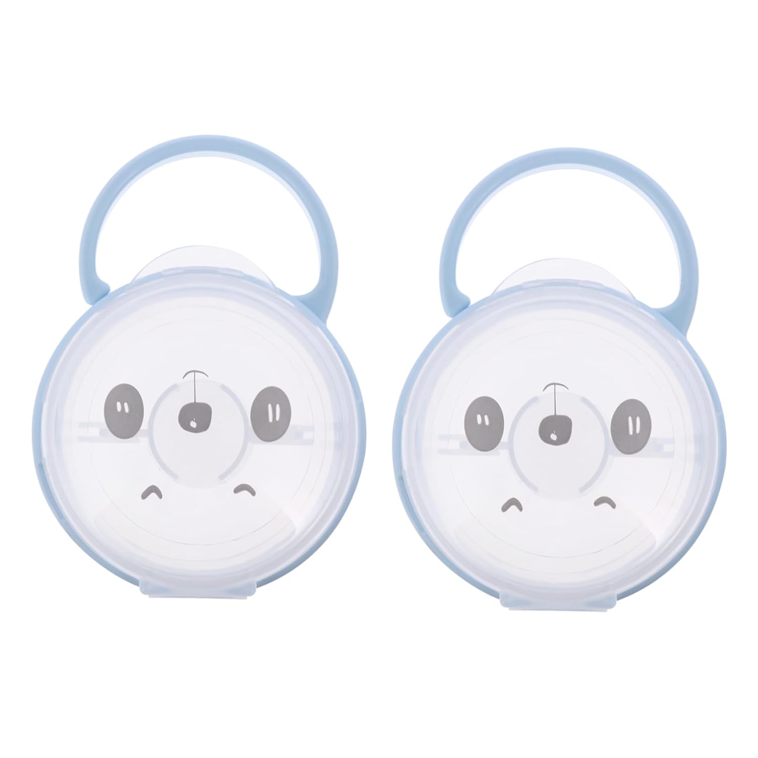2pcs Cartoon Pacifier Holder Case with Portable Handle Pacifier Storage Container Transparent Dustproof Design for Easy Cleaning and Travel Use