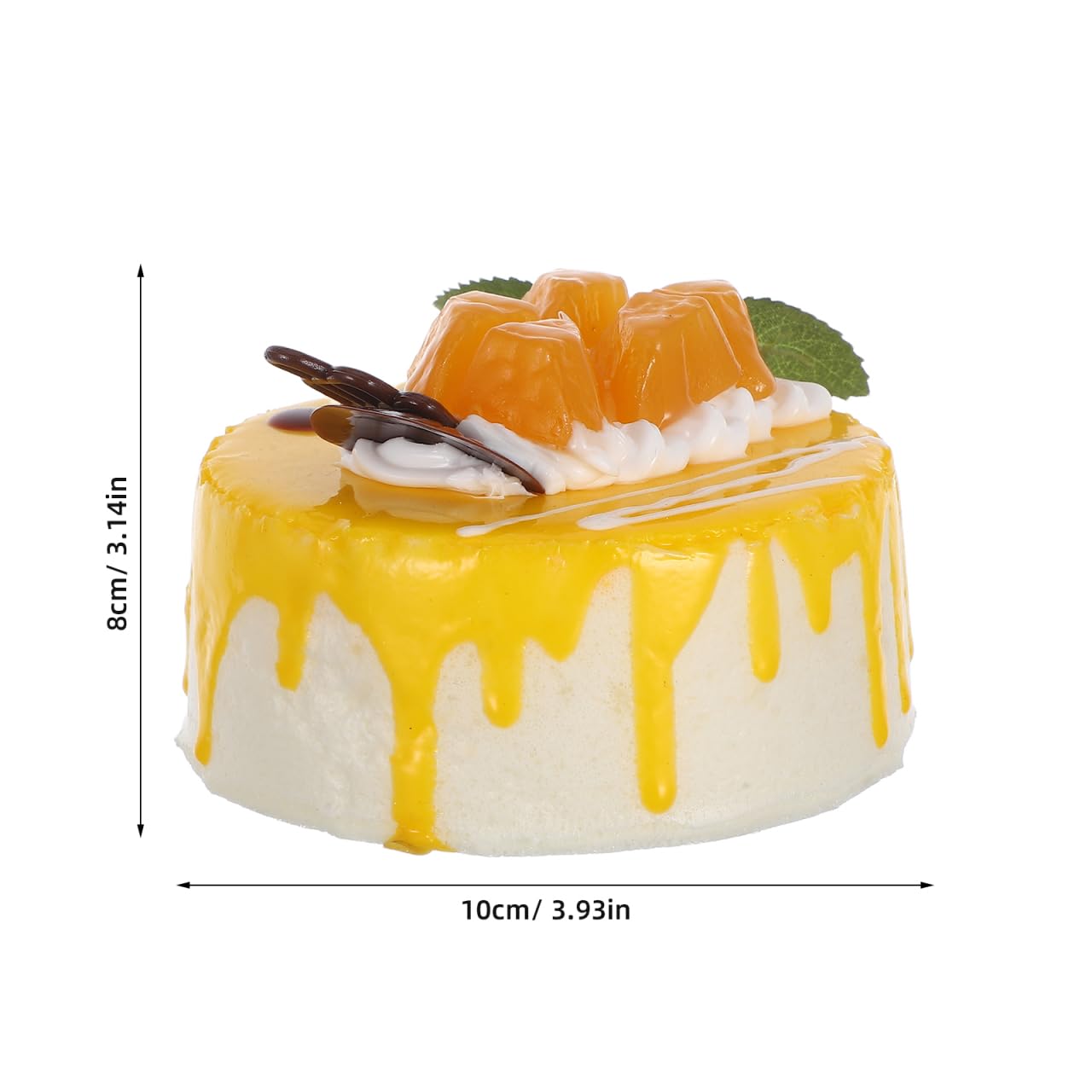 Amosfun Fake Birthday Cake Artificial Fruit Cake Bakery Shop Cake Display Model Party Decoration Yellow
