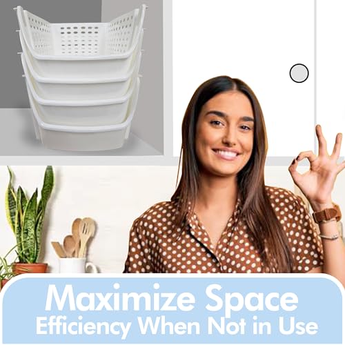 Skywin TidyFriend Plastic Stackable Storage Bins for Pantry -2 Pack Stackable Bins For Organizing Food, Kitchen, and Bathroom Essentials (White)