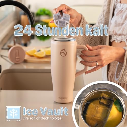 Hydracy Soulmate Thermobecher mit Henkel und Strohhalm Isoliert 1,18L – Ansicht 3
