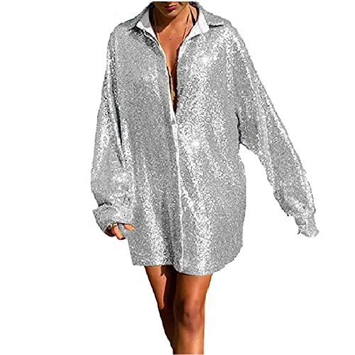fitted lace wedding dress SILVER SEQUIN SHIRT DRESS WITH TIE FRONT  Arelia's Dream