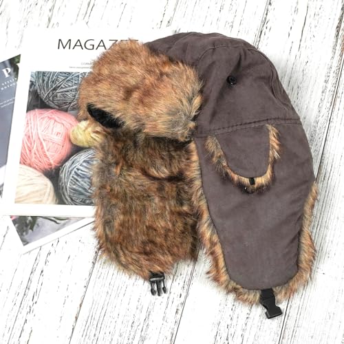 Image of ONWAY Trapper Hat Winter Hats for Women Men with Faux Fur Ear Flaps